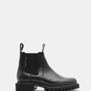 All Saints Black Leather Lug Sole Chelsea Boots